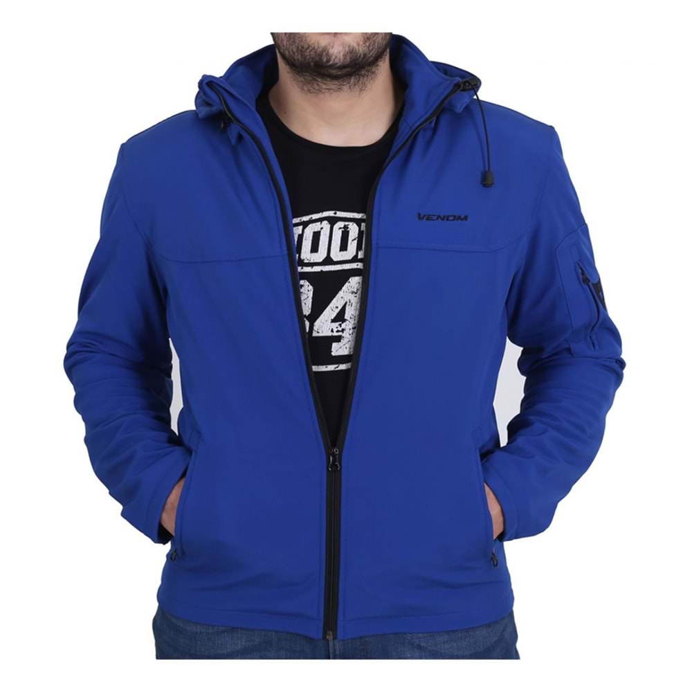 VENOM CEKET JAWS KAPŞONLU SOFT SHELL MOTOSİKLET MONTU MAVİ