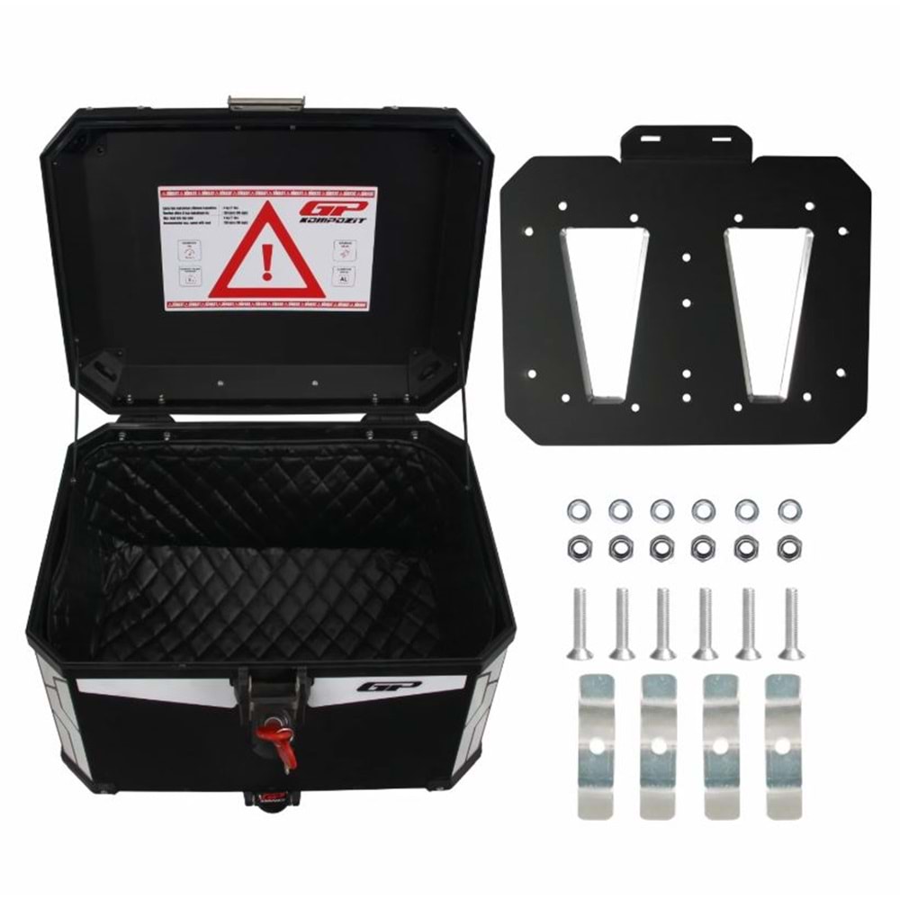 GP KOMPOZİT UNİVERSAL 57 LT ALÜMİNYUM MOTOSİKLET ÇANTASI SİYAH