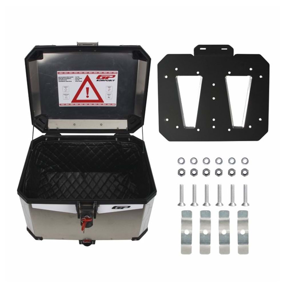 GP KOMPOZİT UNİVERSAL 45 LT ALÜMİNYUM MOTOSİKLET ÇANTASI GRİ