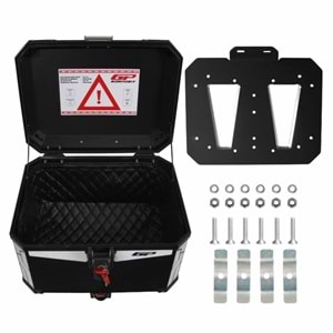 GP KOMPOZİT UNİVERSAL 57 LT ALÜMİNYUM MOTOSİKLET ÇANTASI SİYAH