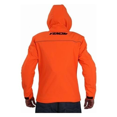 VENOM CEKET JAWS KAPŞONLU SOFT SHELL MOTOSİKLET MONTU TURUNCU