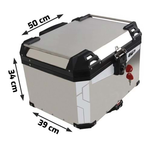 GP KOMPOZİT UNİVERSAL 45 LT ALÜMİNYUM MOTOSİKLET ÇANTASI GRİ