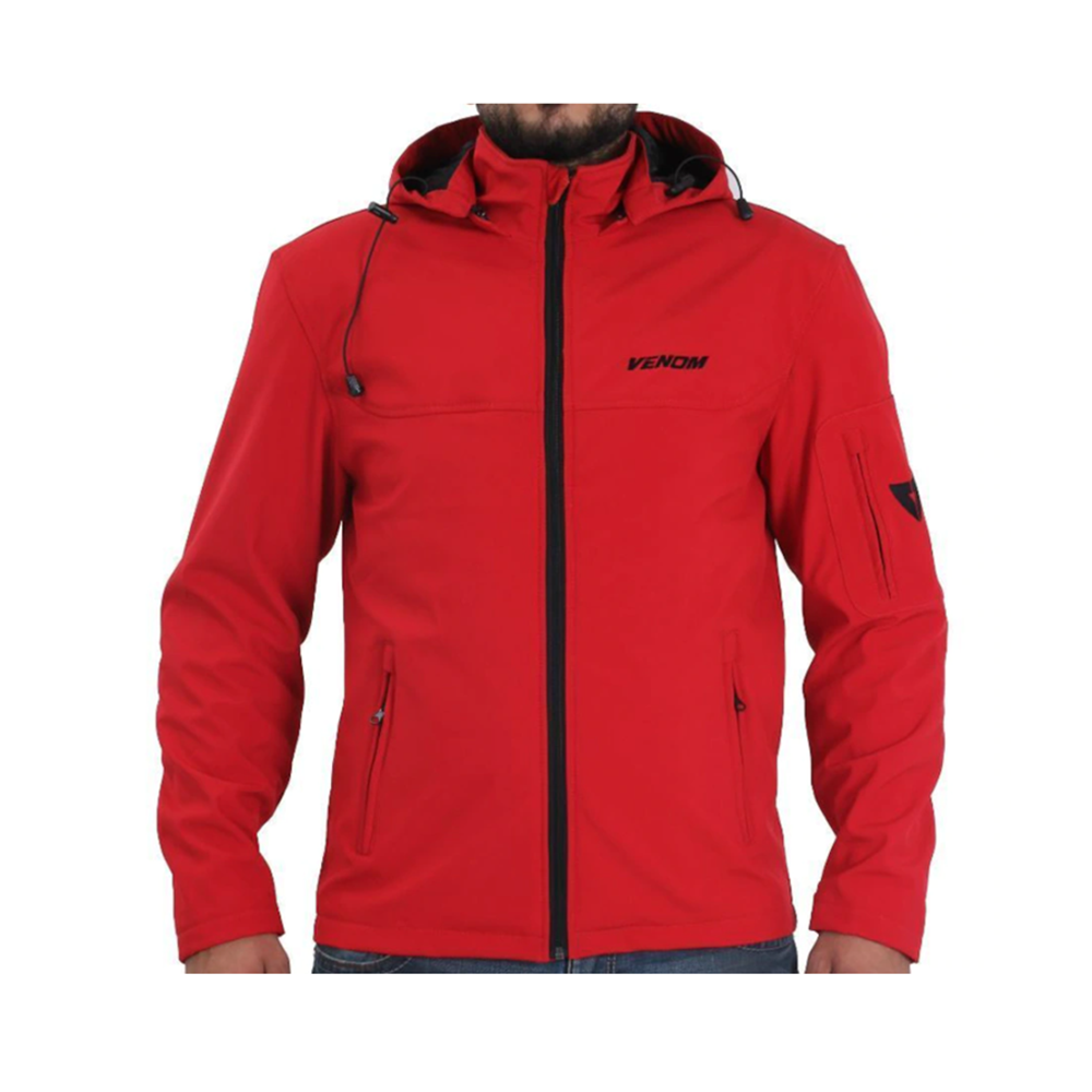 VENOM CEKET JAWS KAPŞONLU SOFT SHELL MOTOSİKLET MONTU KIRMIZI