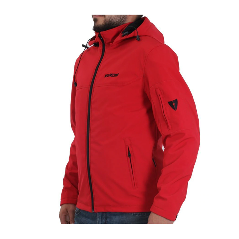 VENOM CEKET JAWS KAPŞONLU SOFT SHELL MOTOSİKLET MONTU KIRMIZI