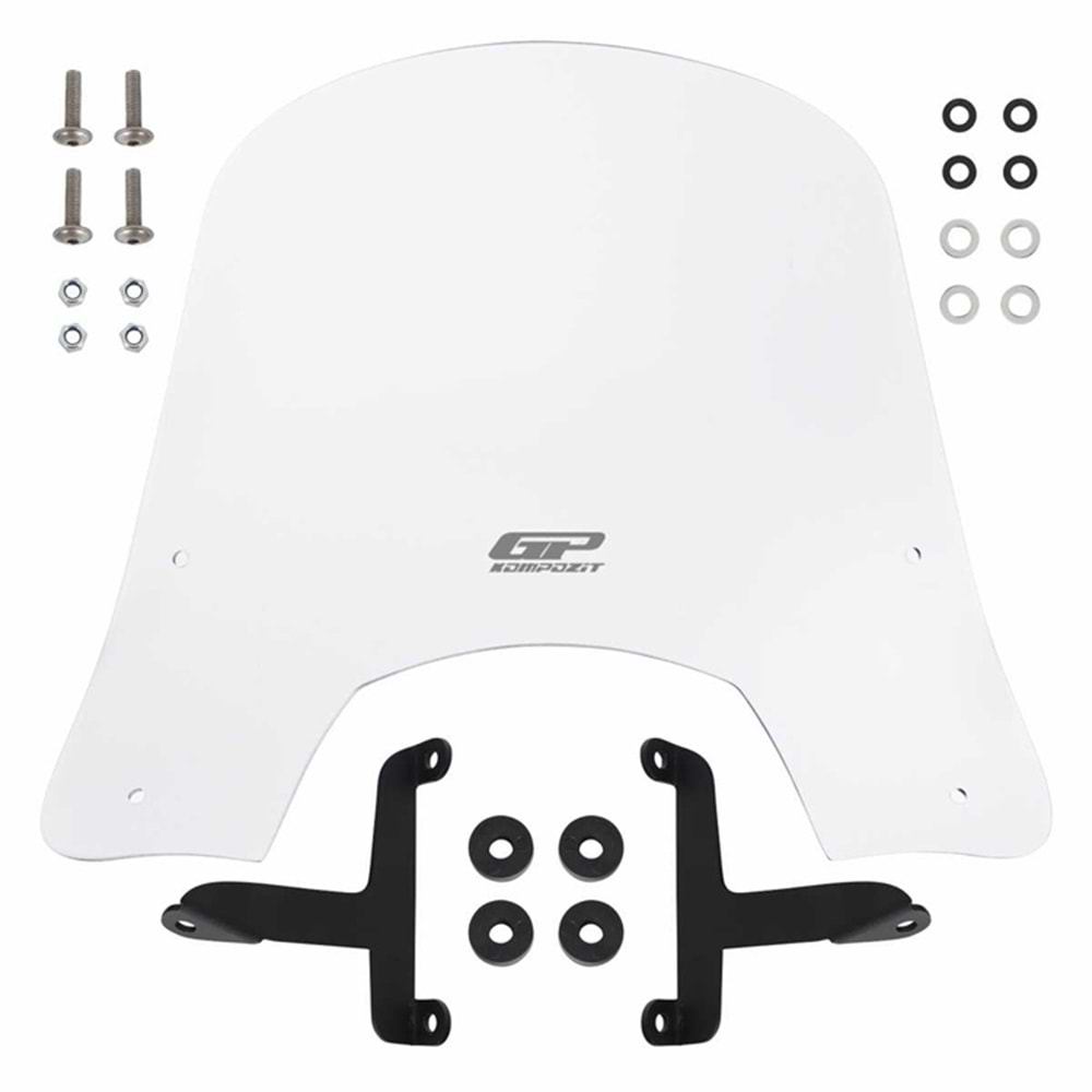 GP KOMPOZİT SCOOTER UNİVERSAL KISA ÖN CAM ŞEFFAF 42CM