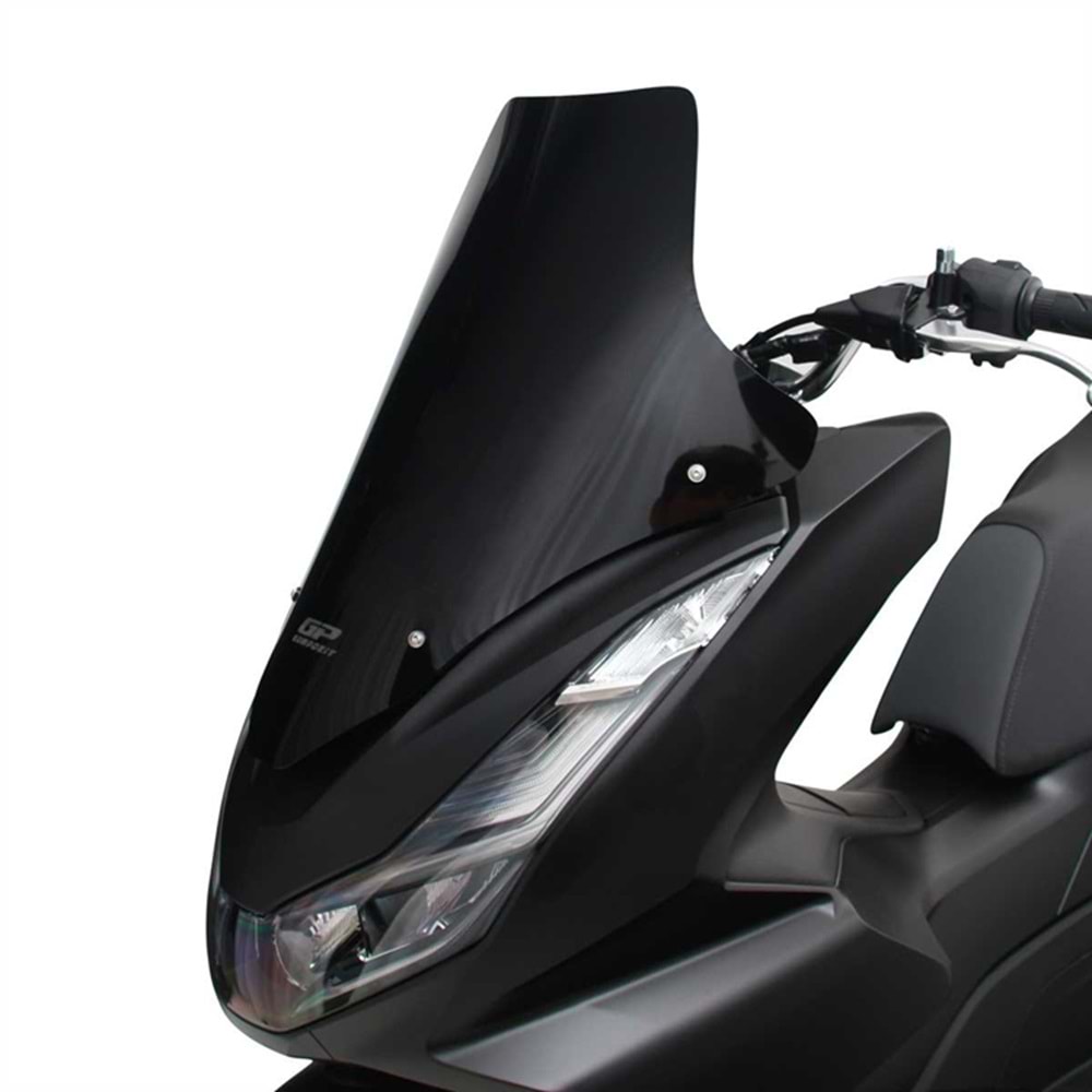 GP KOMPOZİT HONDA PCX 125 / 150 2021-2024 UYUMLU SPOR ÖN CAM SİYAH 55CM