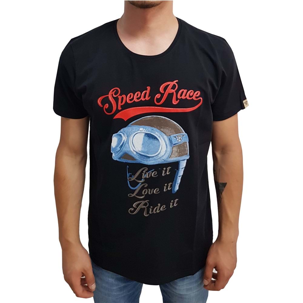 MOOD 34 T-SHIRT ERKEK KISA KOL O YAKA MODEL 08 - SİYAH - M